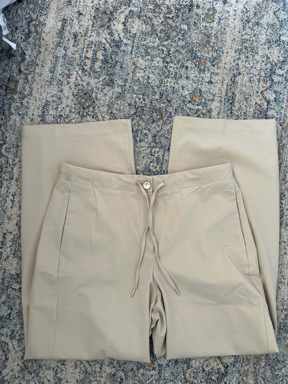 Bailey 44 Wide Leg Pants Size 12 Beige Drawstring Trousers